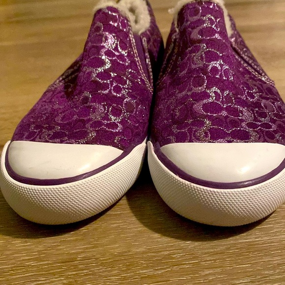 [Coach] Signature Shearling Flat Sneaker Tennis Shoes in Purple Lilac Womens 5.5 - Picture 7 of 15